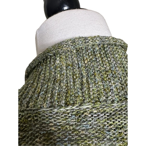 Classiques Entier Atelier Cotton Blend Slight Metallic Green Knit Cardigan M - Picture 4 of 9